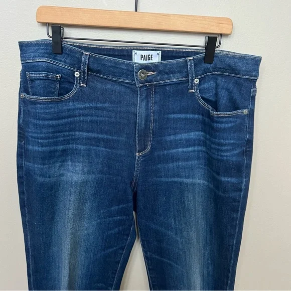 Paige Brigitte Crop Jeans Designer Straight Leg Boyfriend Jeans Dark Wash 30